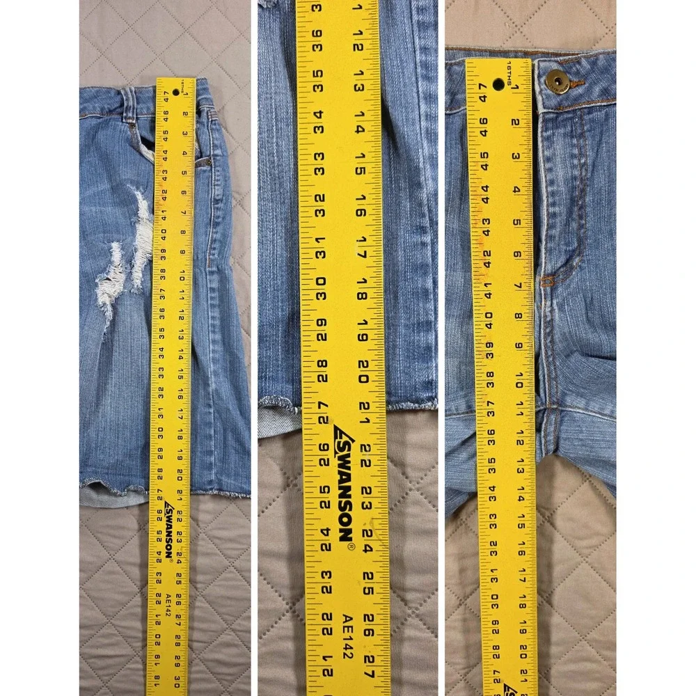 Bermuda Distressed Long Shorts Y2K Denim Blue Womens XL C'est Toi